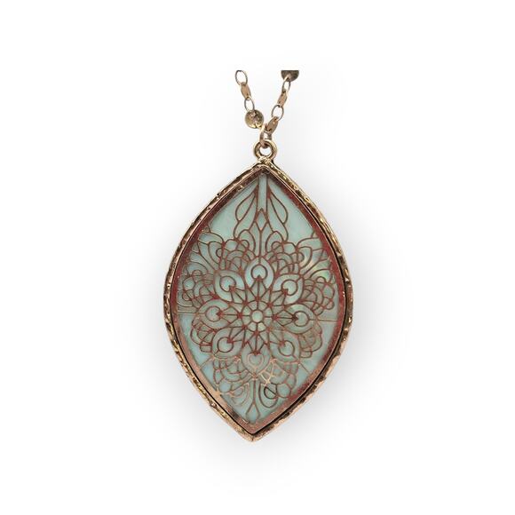 Boho Mandala Teardrop Pendant Necklace - Picture 5 of 8